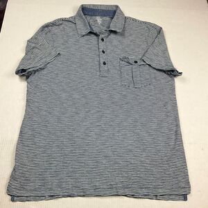J.Crew Mens Cotton Polo Shirt Striped Indigo Breathable Top Short Sleeve Size XL